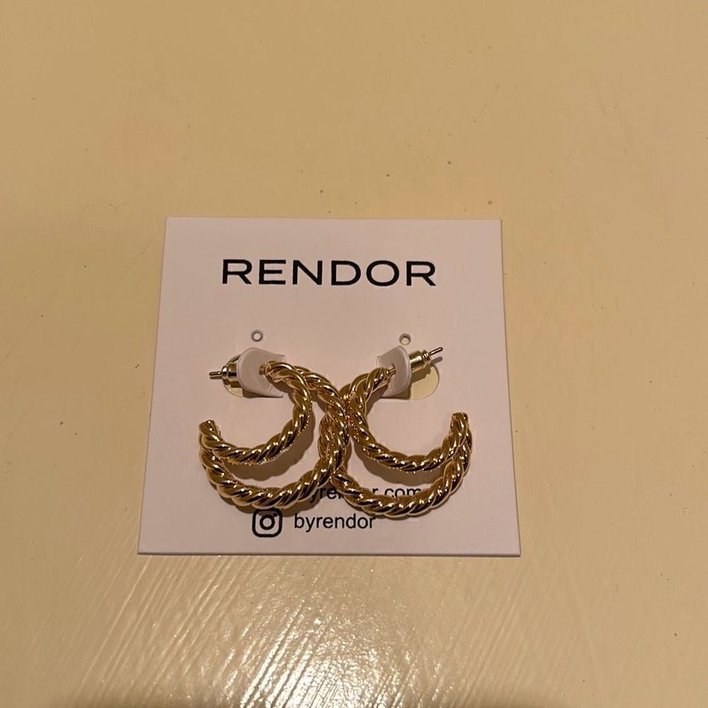 Rendor Small Victoria Double Braided Hoop Earrings Yellow Gold Plated New